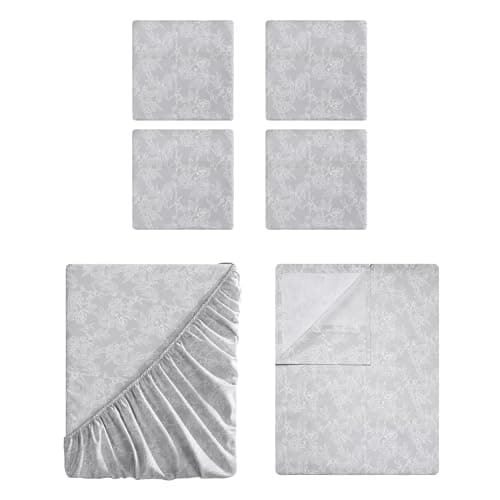 Tahari Home - Sheets, Soft Bedding Set with Matching Pillowcases, Dorm Essentials, Wrinkle Resistant, Room Decor (Floral White/Grey, Queen)