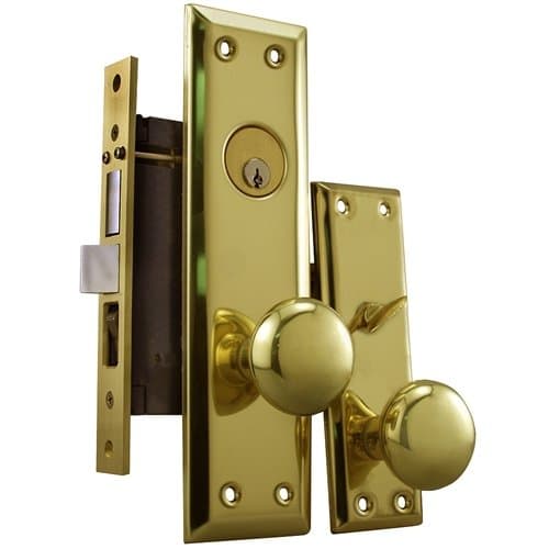 Grade 2 NYC Apartment Entry Mortise Lockset (Like Marks 91A) 2-1-2" Inch Backset Polish Brass US3 (Left Hand)