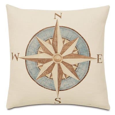 LFarncomboutlet Nautical Compass Image 1844 Cotton Linen Square Throw Pillow Case Cushion Cover 18 x 18 Inches