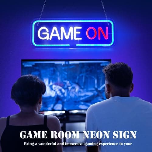 Neon Signs Beadroom Decoration Neon Lights Wired USB with Switch Acrylic LED Light Signs Wall Decor for Kids Teen Gamer Bedroom Game House PC Room Party Decoration LED Neon Light (GAME ON)