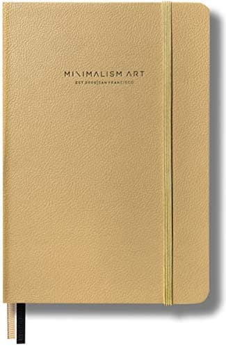 Minimalism Art, Premium Hard Cover Notebook Journal, Medium, A5 5.8" x 8.3", 4 Rulings in 1, Amber, 234 Numbered Pages, Gusseted Pocket, Ribbon Bookmark, Ink-Proof Paper 120gsm, San Francisco