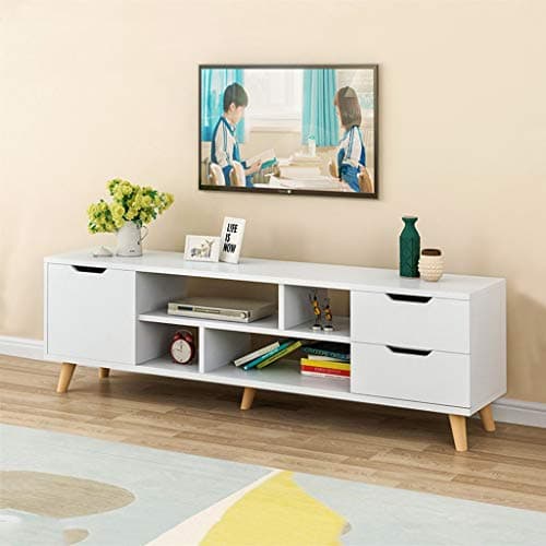 huaquyuedu Modern White TV Stand for Living Room, TV Console with Storage Cabinet and 2 Drawer, Home Media Entertainment…