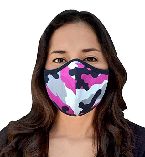 Designers Union Premium Face & Mouth Mask,3 Layers, Washable, Reusable Quality Cotton/Polypropylene Sewn in Filter Face Masks. Made in USA- (Pink Camo)