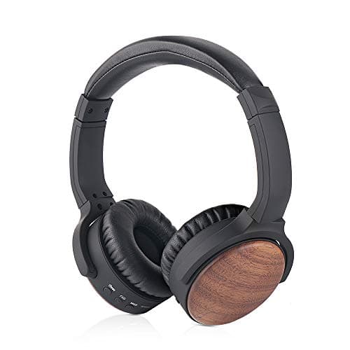 HFNOISIKI Active Noise Cancelling Bluetooth Headphones with Built-in Mic, Natural Wood On-Ear Wireless HiFi Stereo Deep Bass Headset w/CVC Noise Canceling Microphone