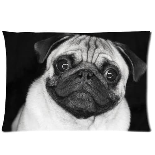 shop Pug Dog In Black And White background Embroidered Cotton Linen Decorative Throw Pillow Cover Cushion Case Pillow Case,16x24 inch,two-sided