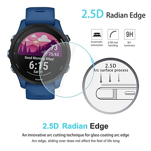 Suoman Diruite Screen Protector for Garmin Forerunner 255/255 Music Protective Film, Silicone Dust Plug x 6 + HD Anti-Scratch Tempered Glass Screen Protector x 4 for Garmin Forerunner 255/255 Music