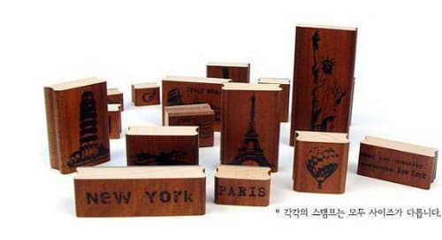 Wooden Rubber Stamp Box Set - Travel Around the World - 15 Pcs