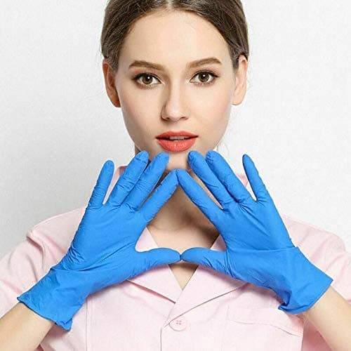100 Pcs Nitrile Disposable Gloves Powder Free Rubber Latex Free Medical Exam Gloves Non Sterile Ambidextrous Comfortable Industrial Blue Rubber Gloves (M)