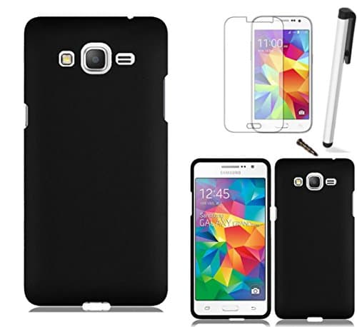 For Samsung Galaxy Grand Prime LTE / Galaxy Go Prime G530 Case Hard Snap On Plastic Phone Cover+[WORLD ACC Screen Protector+Stylus (Rubberized Solid Black)