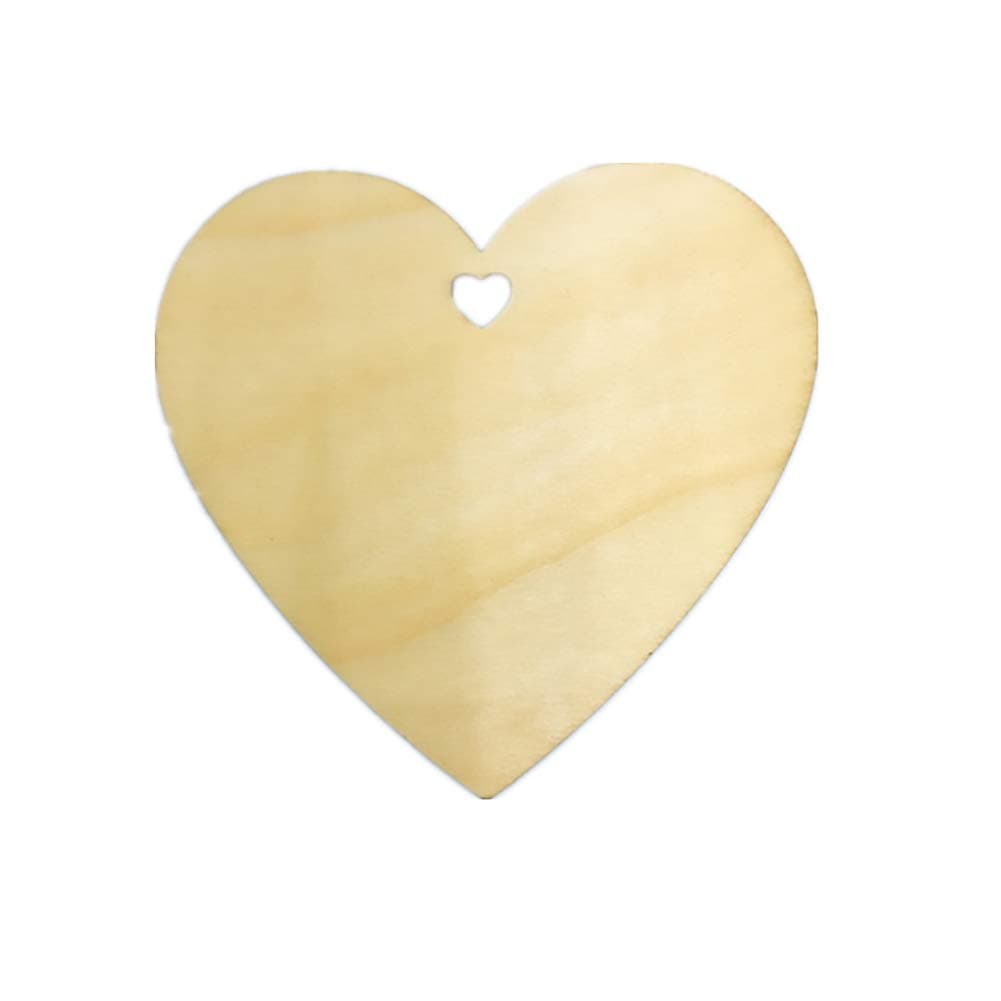 Tofover 30pcs Love Hearts Wooden Discs with Holes, 3.15" Unfinished Predrilled Natural Wood Slices for Crafts Centerpieces, Wooden DIY Christmas Ornaments Hanging Decorations Gift Tags