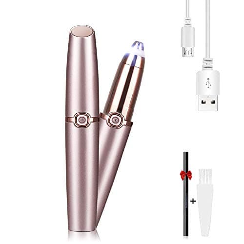Eyebrow Hair Remover, Painless Eyebrow Razor Electric Eyebrow Trimmer Portable Facial Shaver with Light, Epilator for Women, Rose Gold