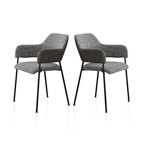 TUKAILAi 2PCS Grey Dining Chairs Luxurious Reception Furniture Negotiation Chair Office Chair with Metal Frame
