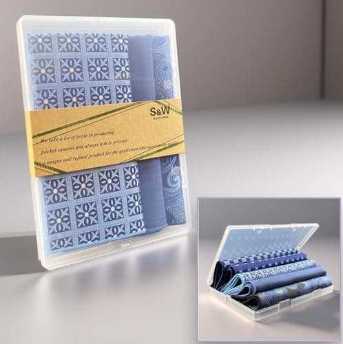 SHLAX&WING 5 Pieces Assorted Mens Silk Pocket Square Handkerchiefs Set