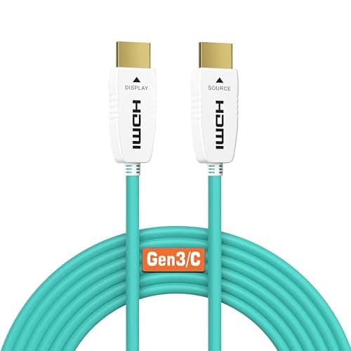 8K HDMI Fiber Optic Cable 15m HDMI 2.1 48Gbps 8K@60Hz 4K@120Hz Dynamic HDR/eARC/HDCP 2.2 / 3D / Dolby Vision Slim Flexible for HDTV/Projector/Home Theatre/TV Box/Gaming Box (50ft)