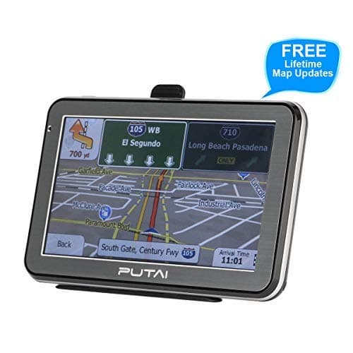 Putai GPS Navigation for Car and Truck, 5 Inch Car GPS Navigator System with High Resolution Touch Screen and Voice Reminding, Free Lifetime Maps