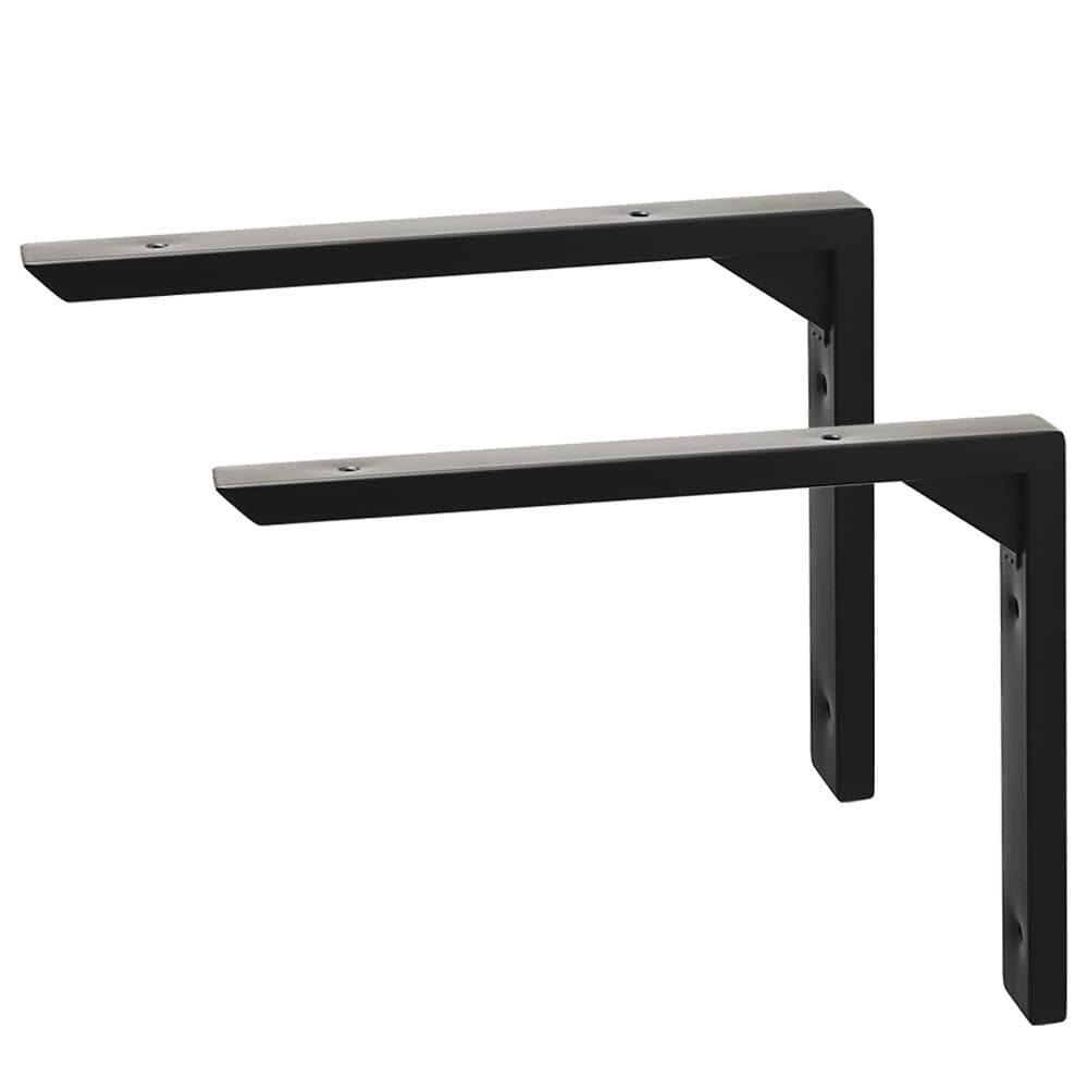 Mooche 2PCS Heavy Duty Shelf Brackets 8 inch, Black Wall Brackets for Shelves, Stainless Steel Triangle Shelf Support with Screws for Living Room Bedroom Garage