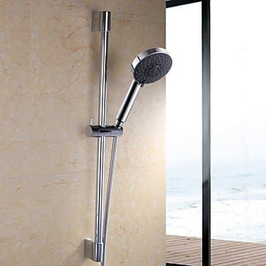 Polished Chrome Five Function Massaging Hand Shower Head with Adjustable Slide Bar, F200+KP501B