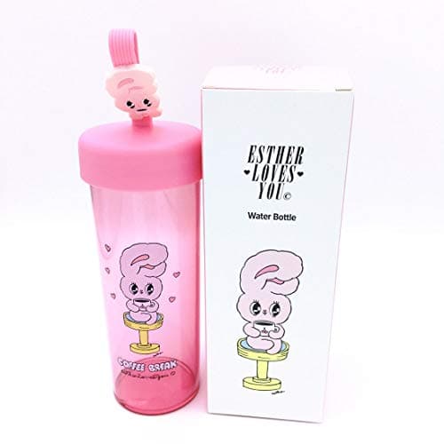 EstherLovesYou Esther Kim Bunny Portable Juice Cup Travel Water Bottle 450ml (Pink)