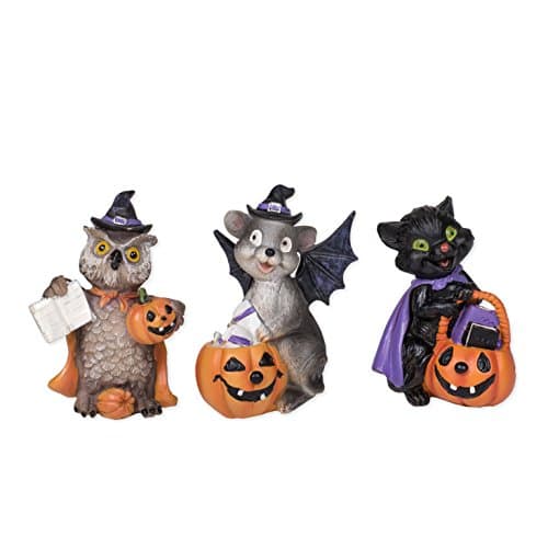 Delton Products Corp Trick or Treaters Raccoon Mouse Owl 3 Inch Resin Halloween Figurines Set of 3
