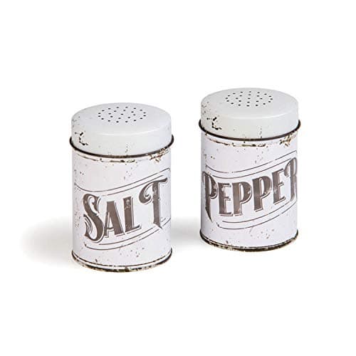 Rustic 'Salt' & 'Pepper' Tin Metal Shaker Set