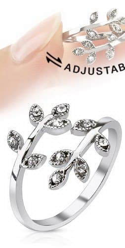Clear Rhinestone Adjustable Branch Ring