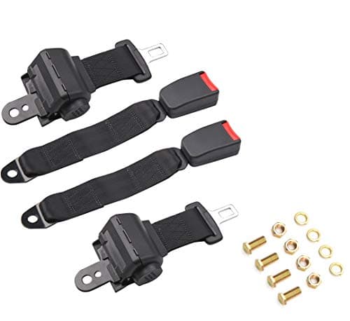 TOYI Universal Retractable Golf Cart Seat Belts Kit for EZGO, Yamaha, Club Car, Go Kart, UTV, Buggies and Bus - Set of 2 - Keep Inside The cart!