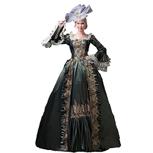 18th Century Dress Rococo Baroque Marie Antoinette Ball Dresses Renaissance Historical Period Victorian Ball Gown (X-Large, Dark Green)