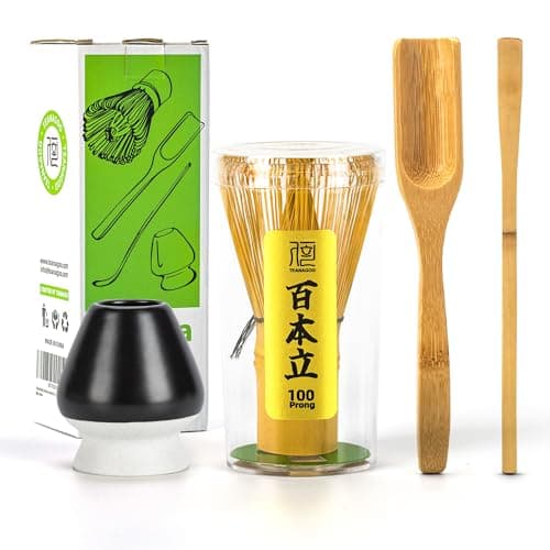 TEANAGOO Matcha Set, Bamboo Whisk (Chasen), Matte Black Whisk Holder, Traditional Scoop (Chashaku), Perfect for Matcha Latte & Traditional Ceremonies | The Ultimate Gift for Matcha Lovers