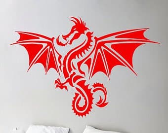 Wall Vinyl Sticker Decals Kids Room Decor Mural Animal Dragon w/ Wings #142