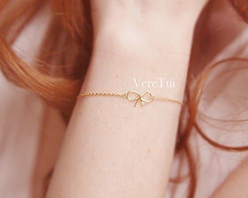 Tiny Small Cute Gold Knot Ribbon Bow Bracelet