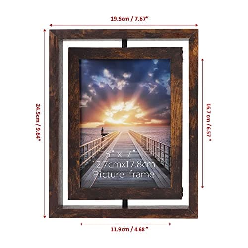 EXYGLO Brown 7x5 Photo Frames, Double Picture Frames 5x7 for Horizontal or Vertical Tabletop Display - Perfect Presents for Families and Friends (2 Pack)