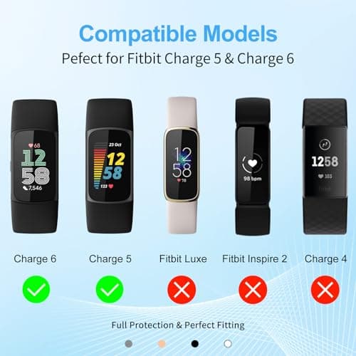 NANW 3-Pack Screen Protector & Case for Fitbit Charge 6/5 - TPU Rugged Bumper Shell Accessories