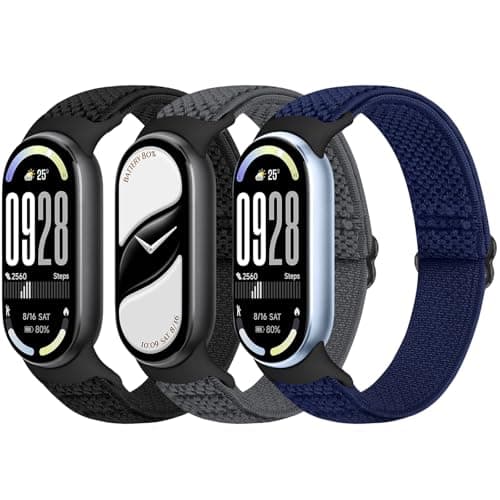 Elastic Bands Compatible with Xiaomi Mi Band 8 Women Men, Stretchy Solo Loop Soft Nylon Elastic Strap Replacement Wristband for Xiaomi Mi Band 8,3 PCS