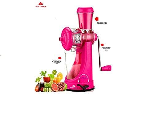 BMS Lifestyle Plastic Hand Juicer for Fruits and Vegetables with Steel Handle Vacuum Locking System| Travel Juicer for Fruits and Vegetables | Juicer Machine (White)