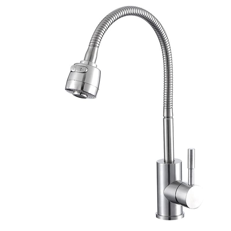 baokemo304 stainless steel kitchen faucet 360-Degree Rotating Kitchen Faucet Double Outlet Water Cooling and Hot Function Faucet (silver)