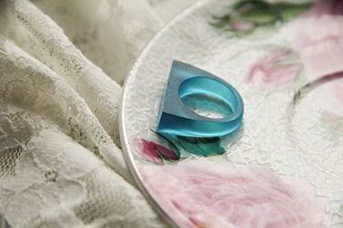 Resin Matt Geometric Ring, Denim Blue Transparent Resin Ring, Modern Material Jewelry, Summer Trends Jewelry, Epoxy Ring For Her