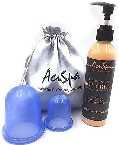 Cellulite Cream & Cellulite Cup - All Natural - Hot Cream is a Skin Tightening Firming Body Lotion and Muscle Relaxer- Anti Cellulite Cup is a Cellulite Remover- Silicone Suction Cup- Cuppping Therapy