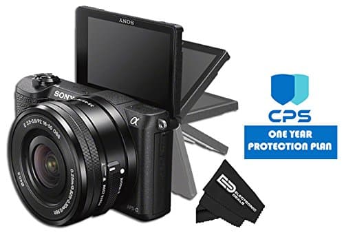 Sony a5100 16-50mm Mirrorless Digital Vlogging/Blogger Camera 3-Inch Flip Up LCD Full 1080p HD w/ED Bundle $99 Value (Includes: ED Microfiber Cleaning Cloth + 1 Year CPS Limited Warranty) (Black)
