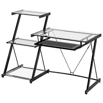Nero Glass Desk and Bookcase - 57.5"W