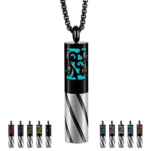 RoyAroma Aromatherapy Essential Oil Necklace Cylindrical, Diffruser and Container 2-1 Stainless Steel Pendant Fashion Design Come with 10PCS Felt Bar