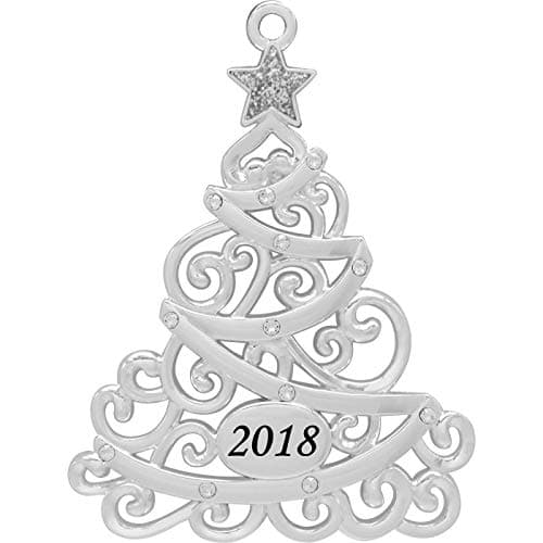 2018 Annual Christmas Tree Harvey Lewis™ Silver-plated Ornament - Made with Swarovski® Elements
