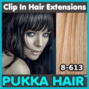 15 Inch (Light Brown / Blonde #8/613) Clip In Human Hair Extensions - 8 Piece Set - Full Head - Clips Attached - 90g Weight - Get the Celebrity Lush Look!!