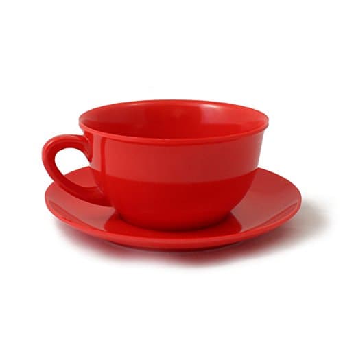 CARTAFFINI – Breakfast Cup with Saucer, Melamine, Cup: Diameter 12.4 cm/H 6.80 cm, Saucer: Ø 17 cm, capacity 480 ml – Colour: Red