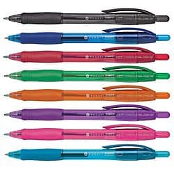 Office Depot Soft-Grip Retractable Ballpoint Pens, Medium Point, 1.0 mm, Assorted Barrels, Assorted Ink Colors, Pack of 8