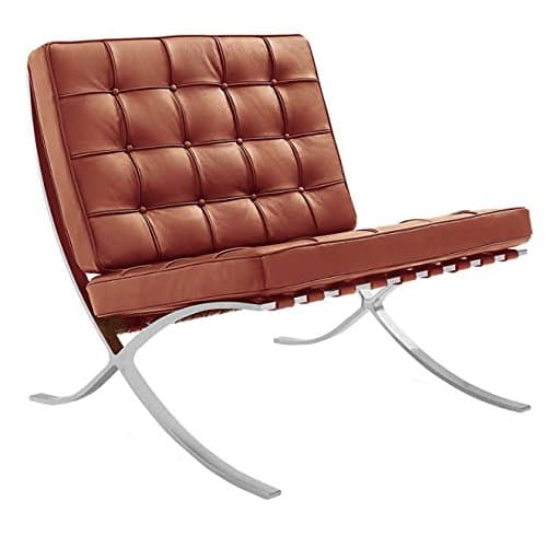 Expo Chair with Legs Crossed Top-Grain Leather Modern cognac