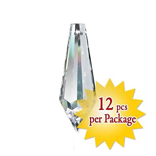 Magnificent Crystal Clear 12 Pieces Faceted Crystal Icicle Decorative Charm 1.5 Inches, By CrystalPlace