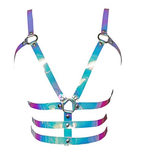 Women's Punk Waist Belt Body Chain Faux Leather Harness Adjustable with Buckles and O-Rings(N08)