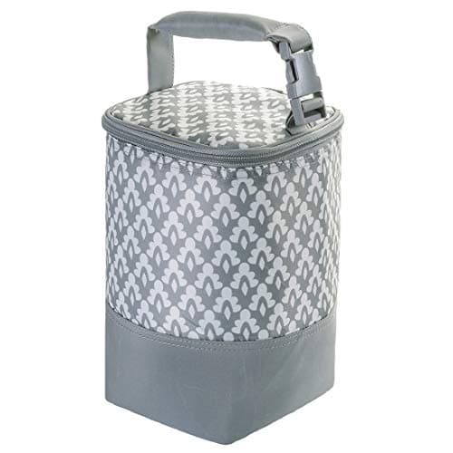 Insulated Baby Bottle Bag for Daycare - MBJERRY Size Upgrade Breastmilk Cooler Bag Baby Bottle Tote Bags, Easily Attaches to Stroller(Gray,Fits up to 4 Large 8 Oz. Bottles)