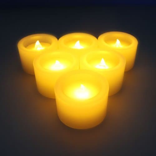Flameles Candles,LED Battery Powered Candles Timing Function ~Real Wax Mini Votive Measures 1"H x 2"W (Set of 6)