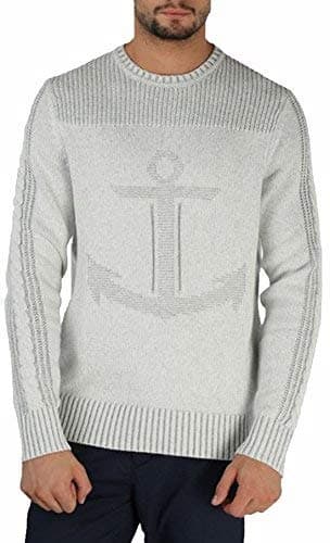 Nautica Men's Intarsia Anchor Sweater (Marshmallow, Small)